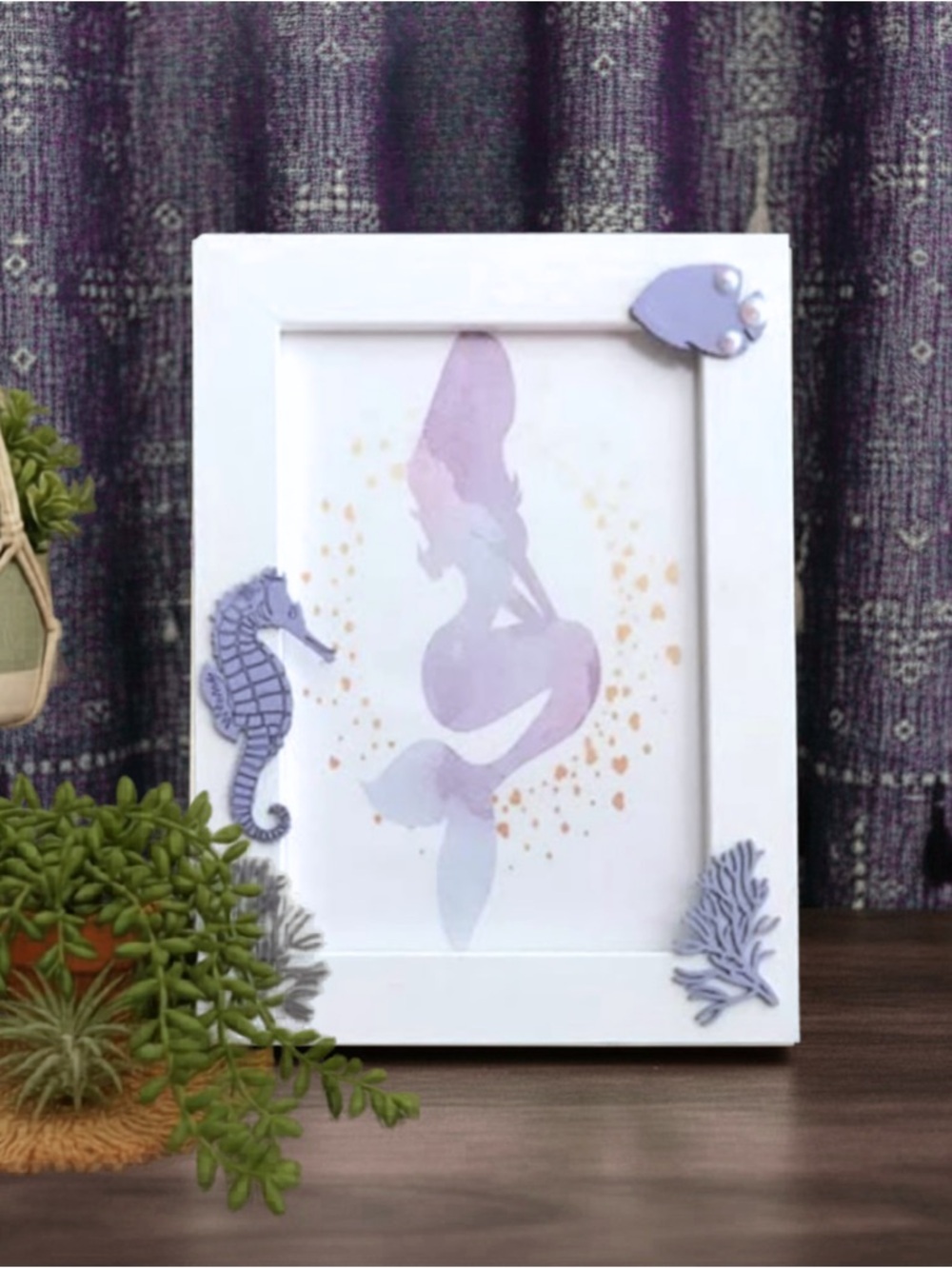 New Watercolor Mermaid with Pretty Embellishments (Version C)
